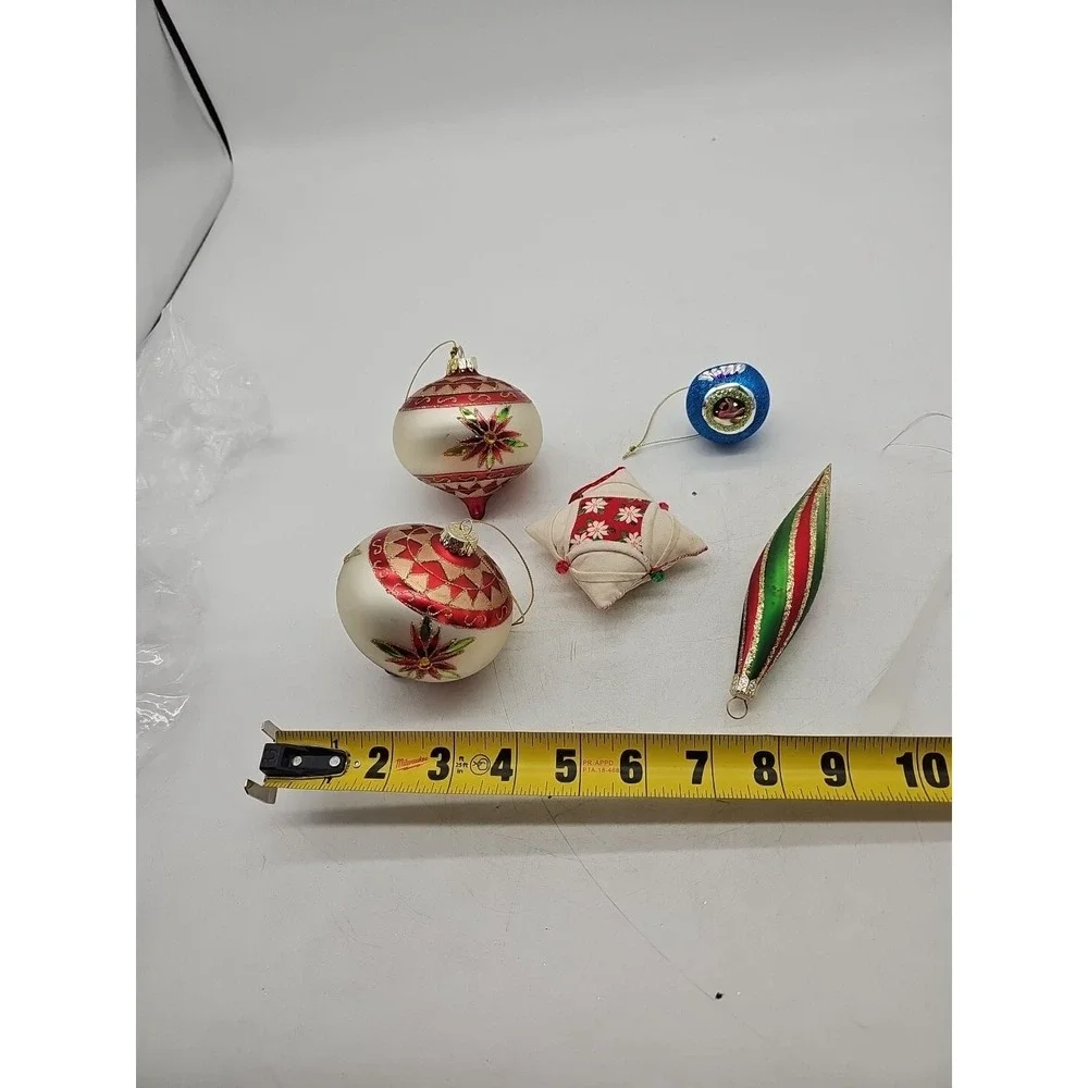 Vintage German Christmas Ornament Lot Qty 6 Blown‎ Glass Multicolored  Victorian